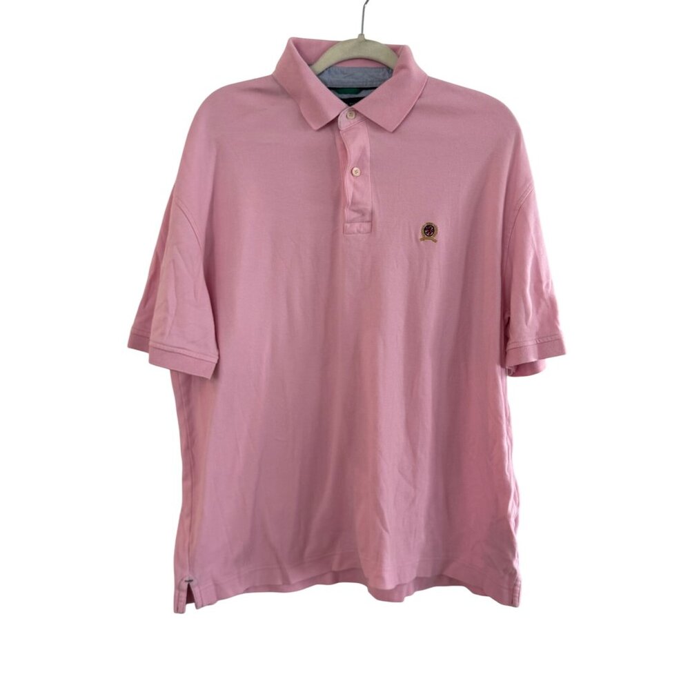 Vintage Y2K Tommy Hilfiger Pink Polo Shirt Mens XL Short Sleeve Cotton